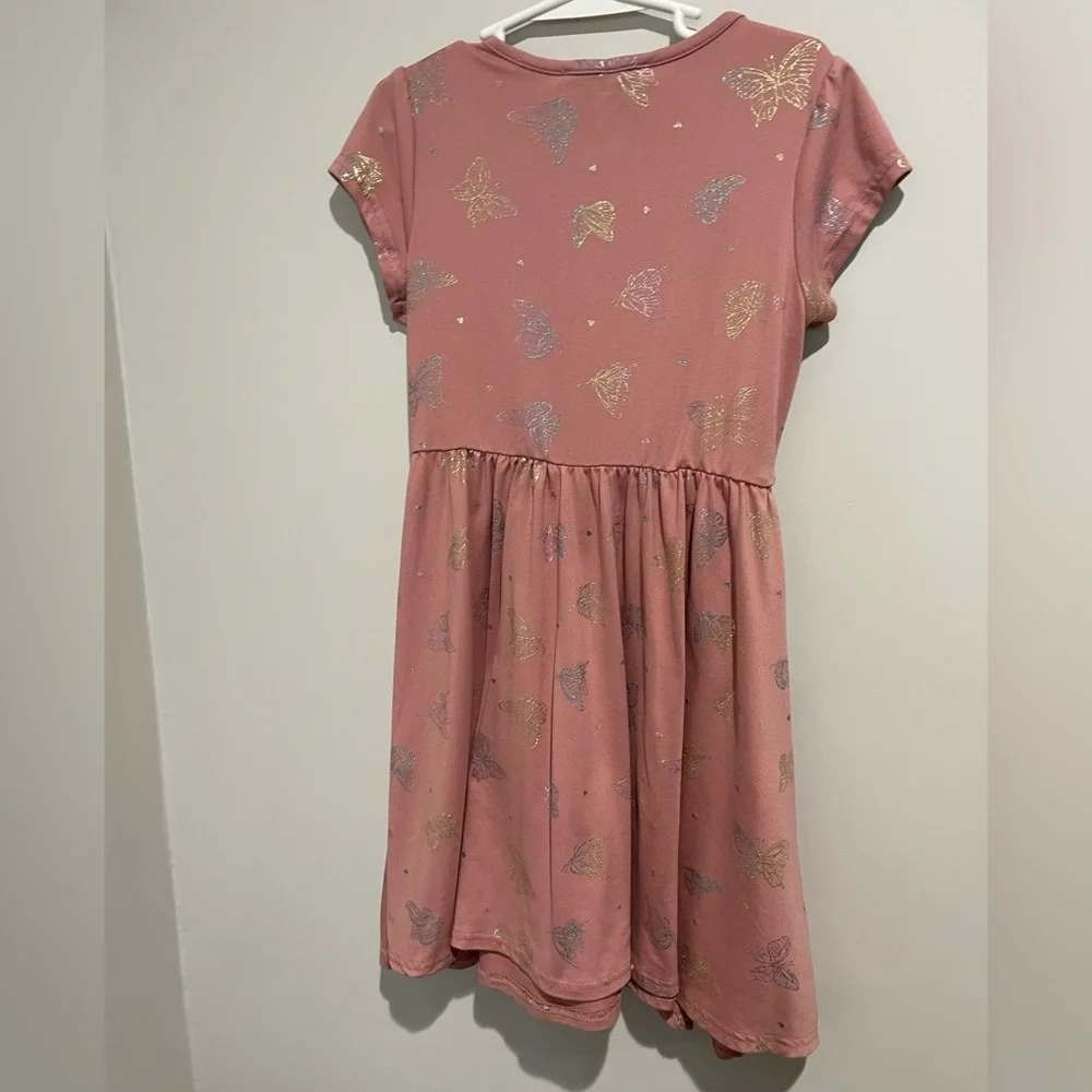 Girls short Rose colored butterfly dress 8‎